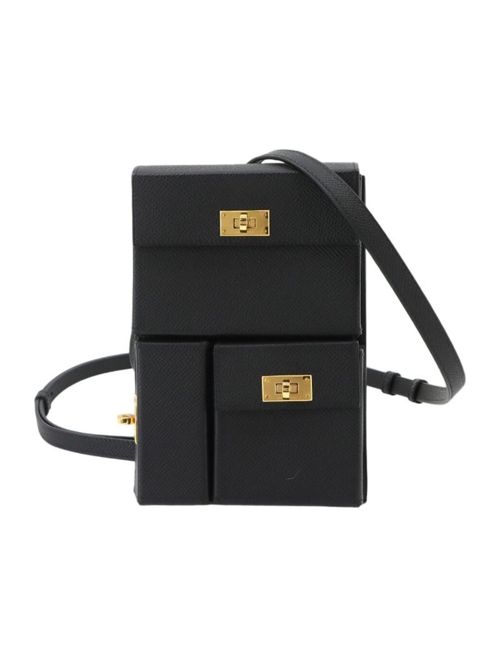 Hermes Kelly Multi Pocket to Go Pouch Epsom Black Shoulder Bag